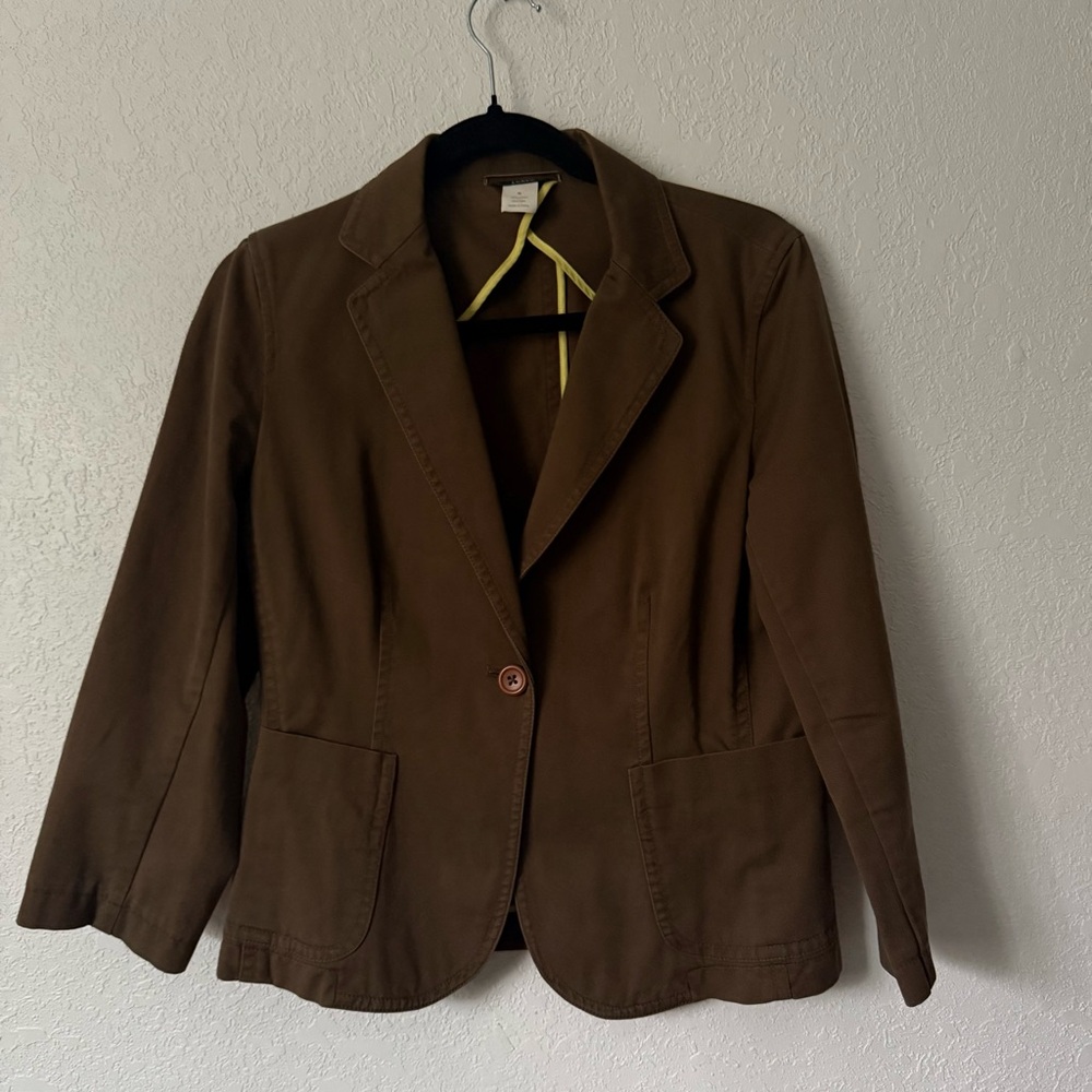 J. Crew Brown Single-Button Cotton Blazer